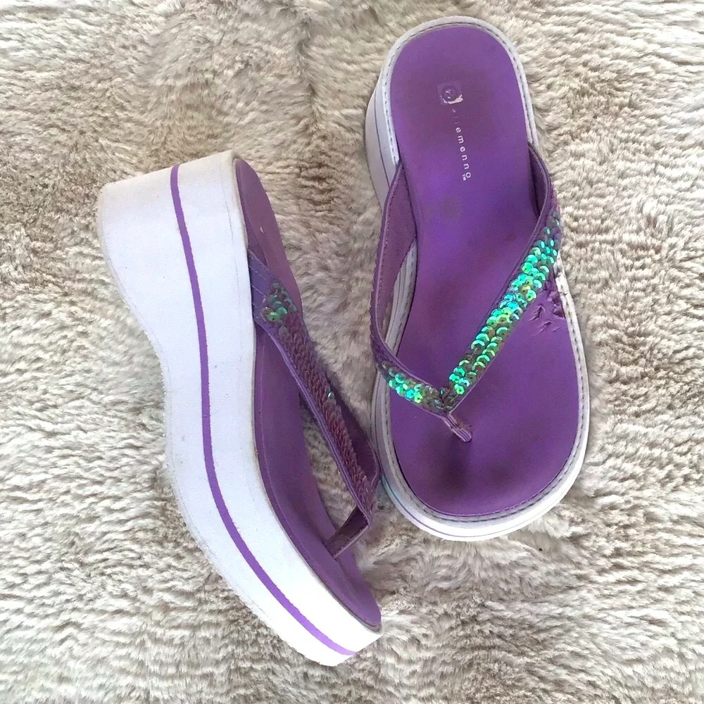 90’s Y2K platform wedge thong sandals